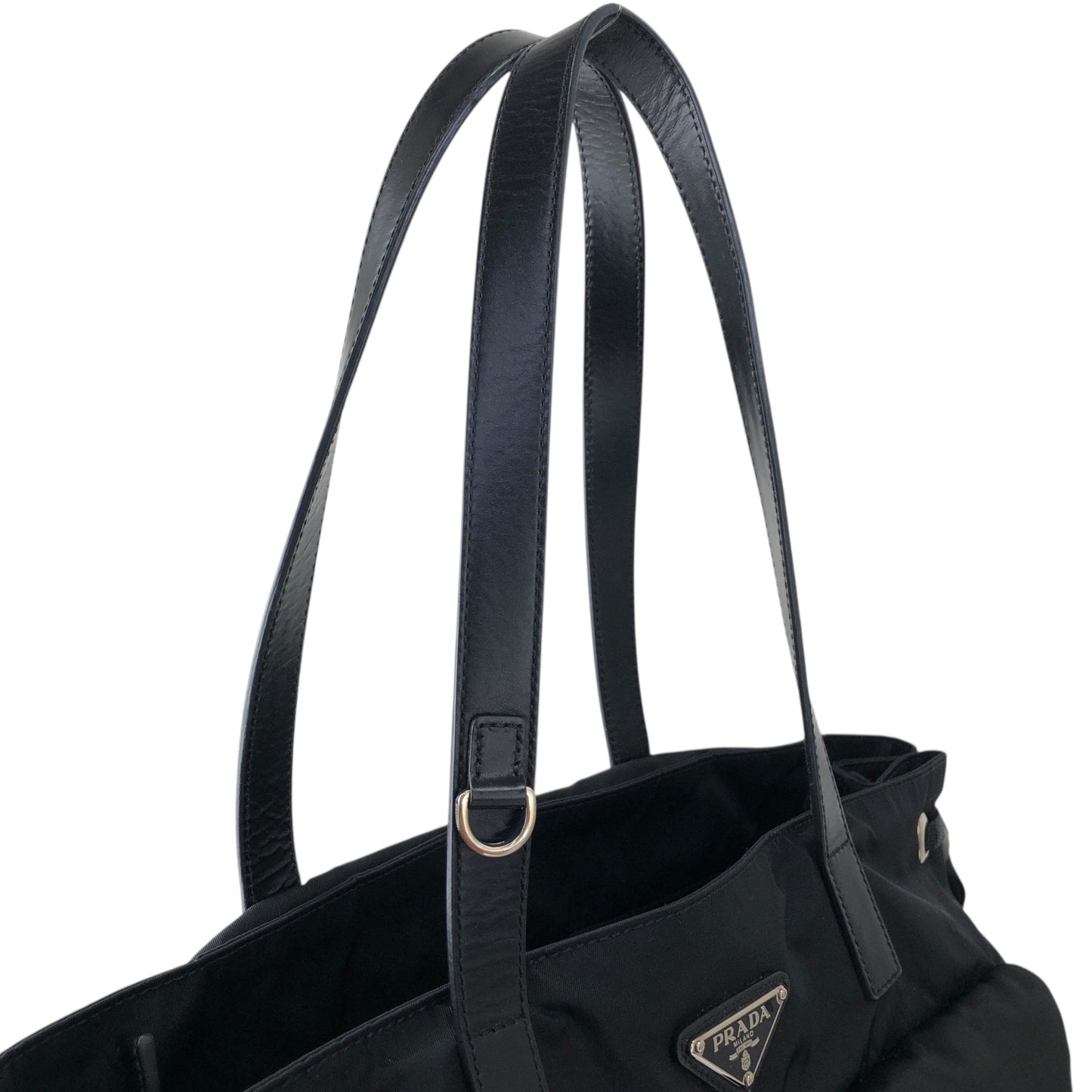 PRADA Tessuto Triangle logo Double Pocket Totebag Black Vintage xrhmgf