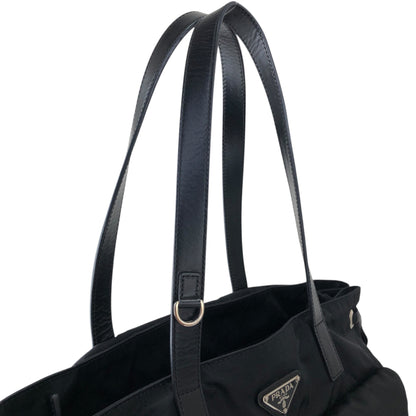 PRADA Tessuto Triangle logo Double Pocket Totebag Black Vintage xrhmgf
