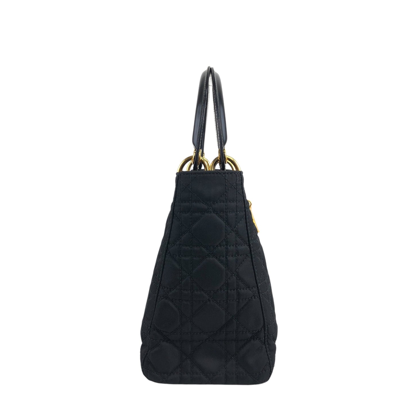 Christian Dior Lady Dior Cannage Logo Charm Two-way Handbag Shoulder bag Black Vintage wn3rsu