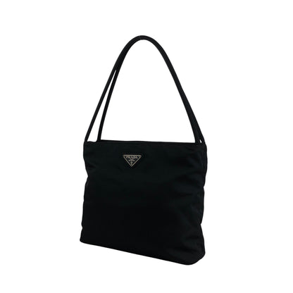PRADA Tessuto Triangle Logo Handbag Black Vintage niprvk