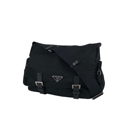 PRADA Triangle Logo Shoulder bag Black Vintage irzipj