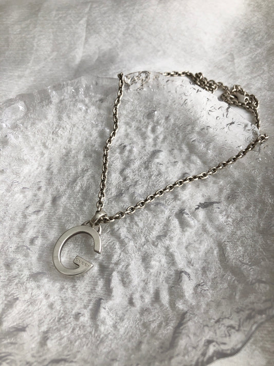 GUCCI G Motif Necklace Silver Vintage 2zfvnh