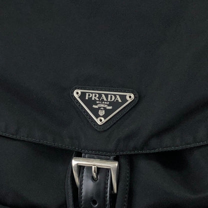 PRADA Triangle Logo Double Pocket Backpack Black Vintage 2rhri2