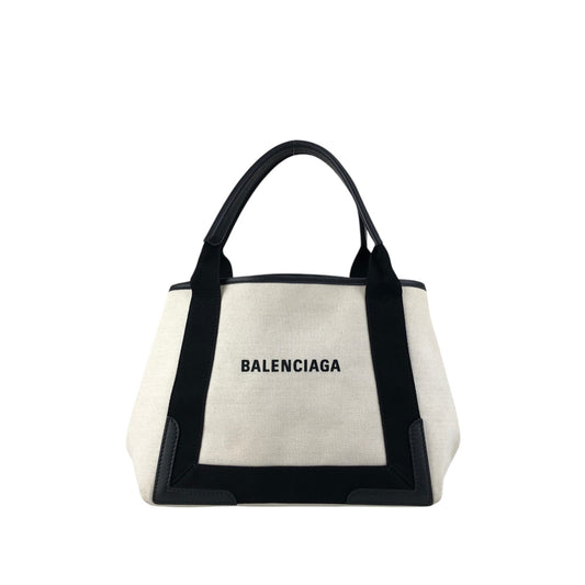 BALENCIAGA Handbag Totebag White×Black Vintage bpp756