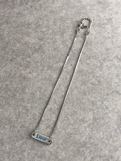 Christian Dior Logo Motif Necklace Silver Vintage cvjvv4