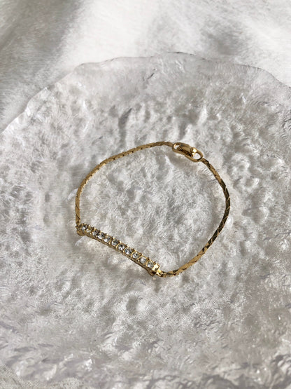 Christian Dior Rhinestone Bracelet Gold Vintage a32e5m