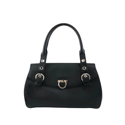 Salvatore Ferragamo Gancini Handbag Black Vintage 7wdsnj