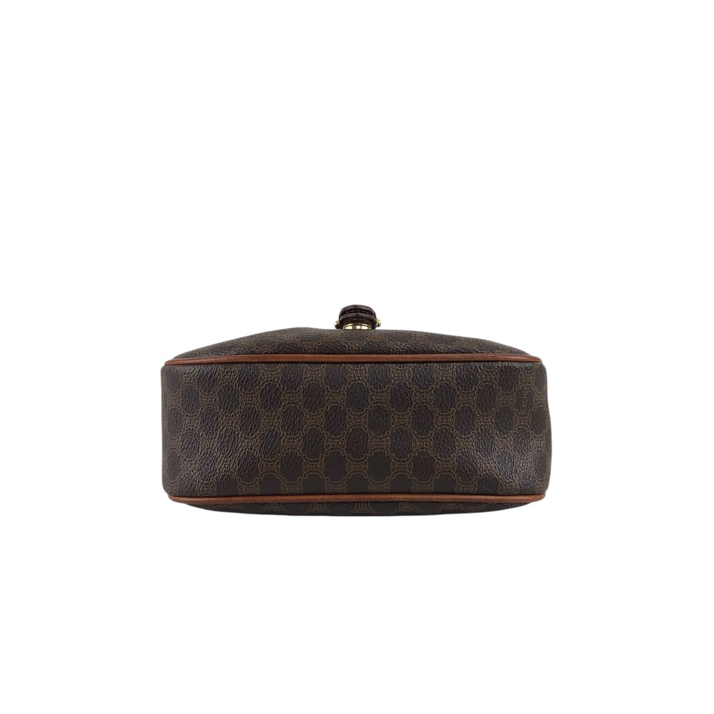 CELINE Macadam Blason Front Buckle Shoulder bag Brown Vintage iv3thu