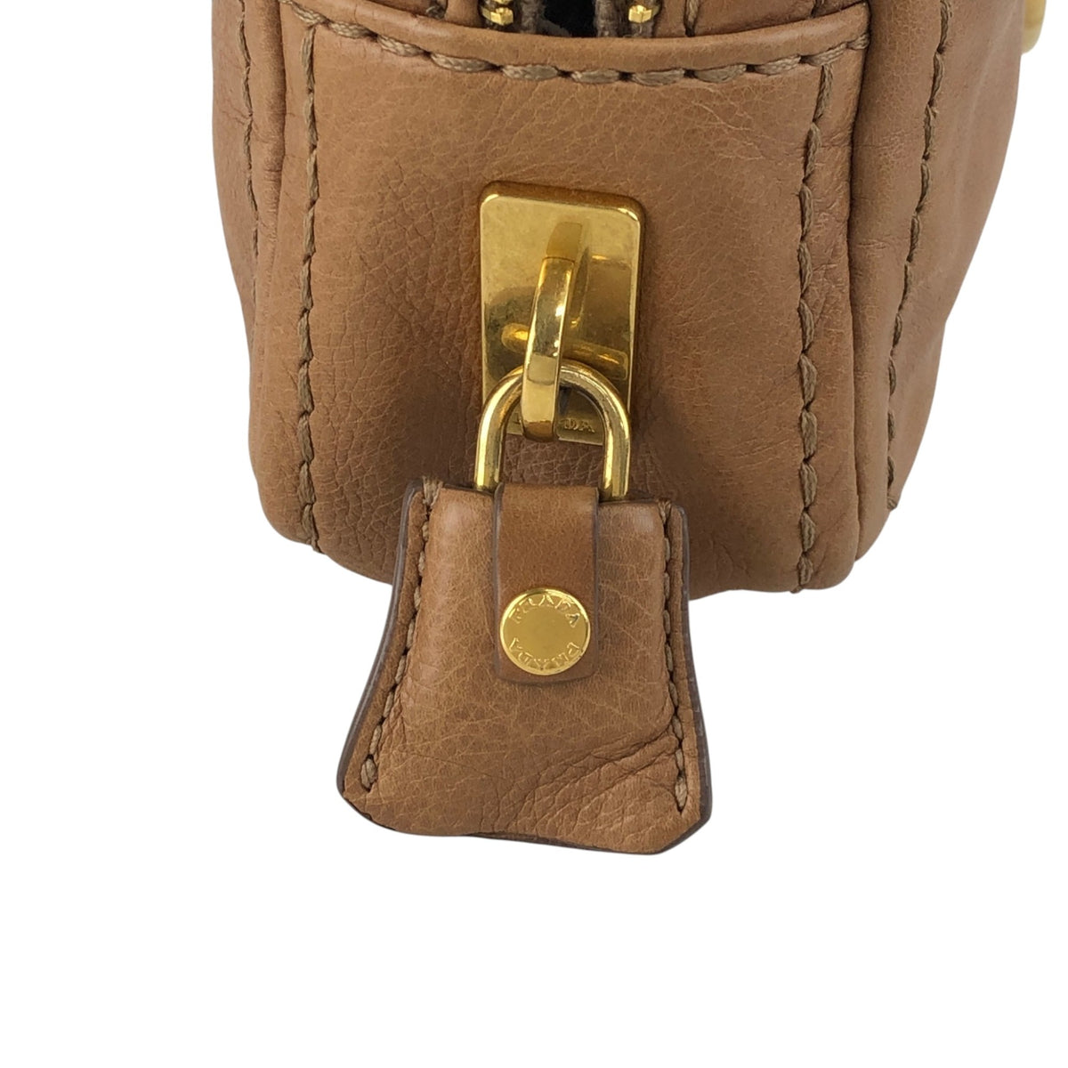 PRADA Logo Front Buckle Chain Shoulder bag Brown Vintage gkm4zp
