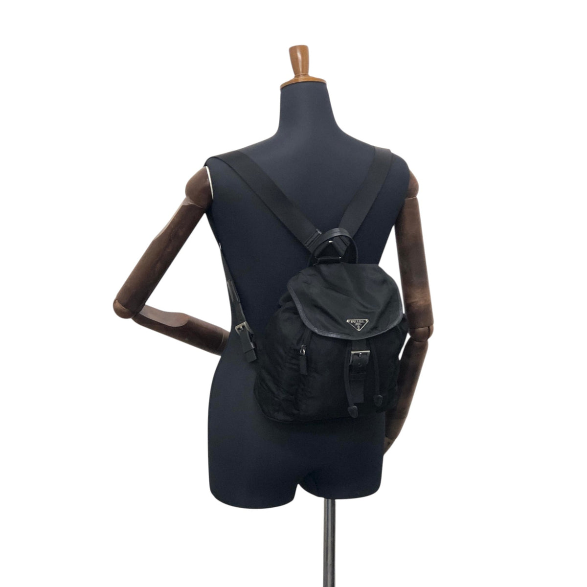 PRADA Tessuto Triangle Logo Backpack Black Vintage 2jwvfk