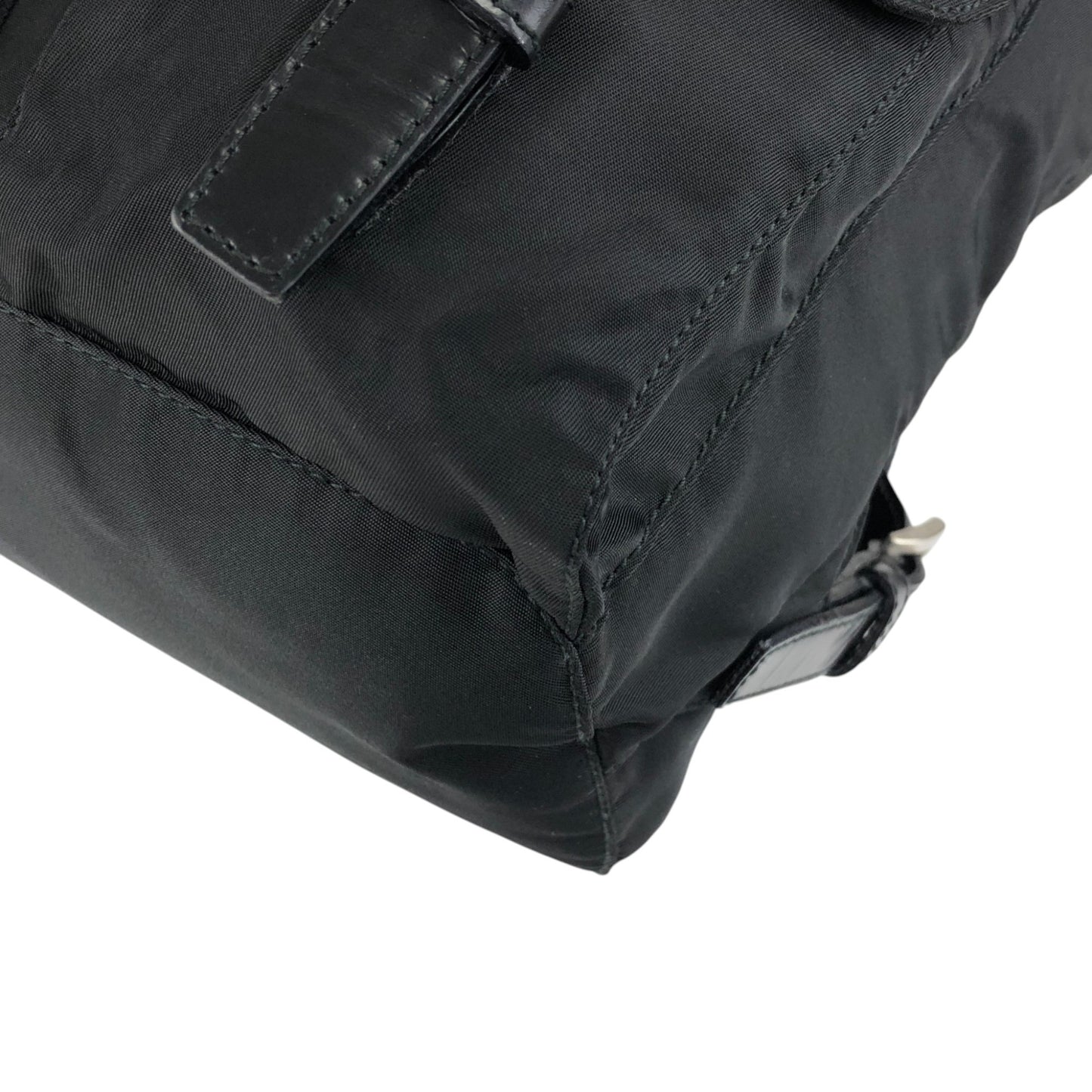 PRADA Tessuto Triangle Logo Double Pocket Backpack Black Vintage rikdef