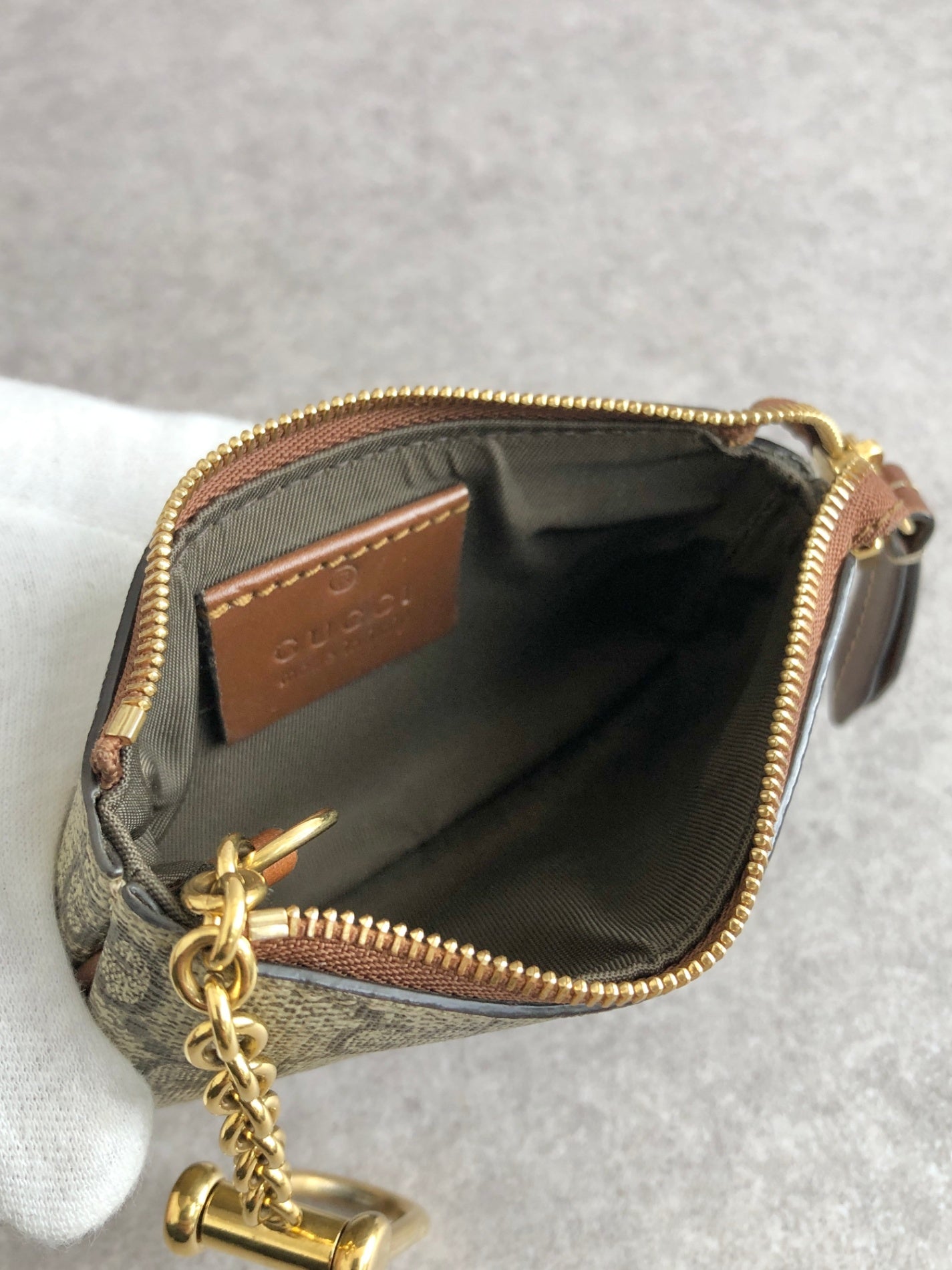 GUCCI GG Canvas Coin Purse Beige Vintage m54bjw