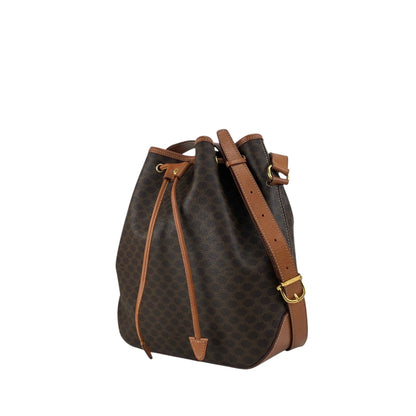 CELINE Macadam Drawstring Shoulder bag Brown Vintage wskrpv