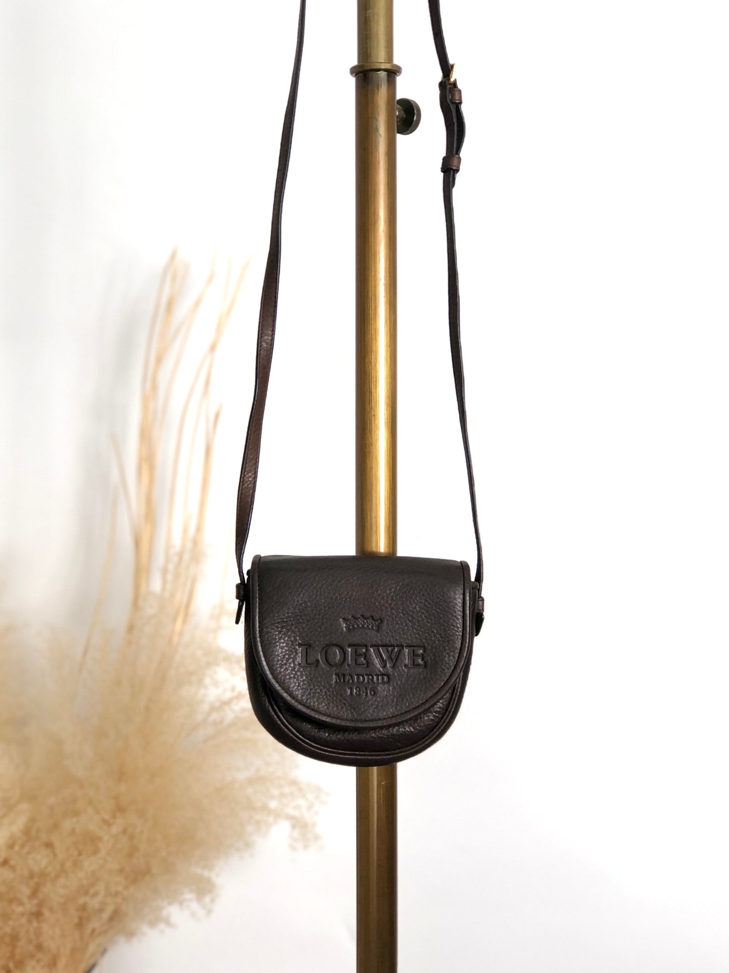 LOEWE Logo Embossed Small Shoulder bag Brown Vintage iavthk