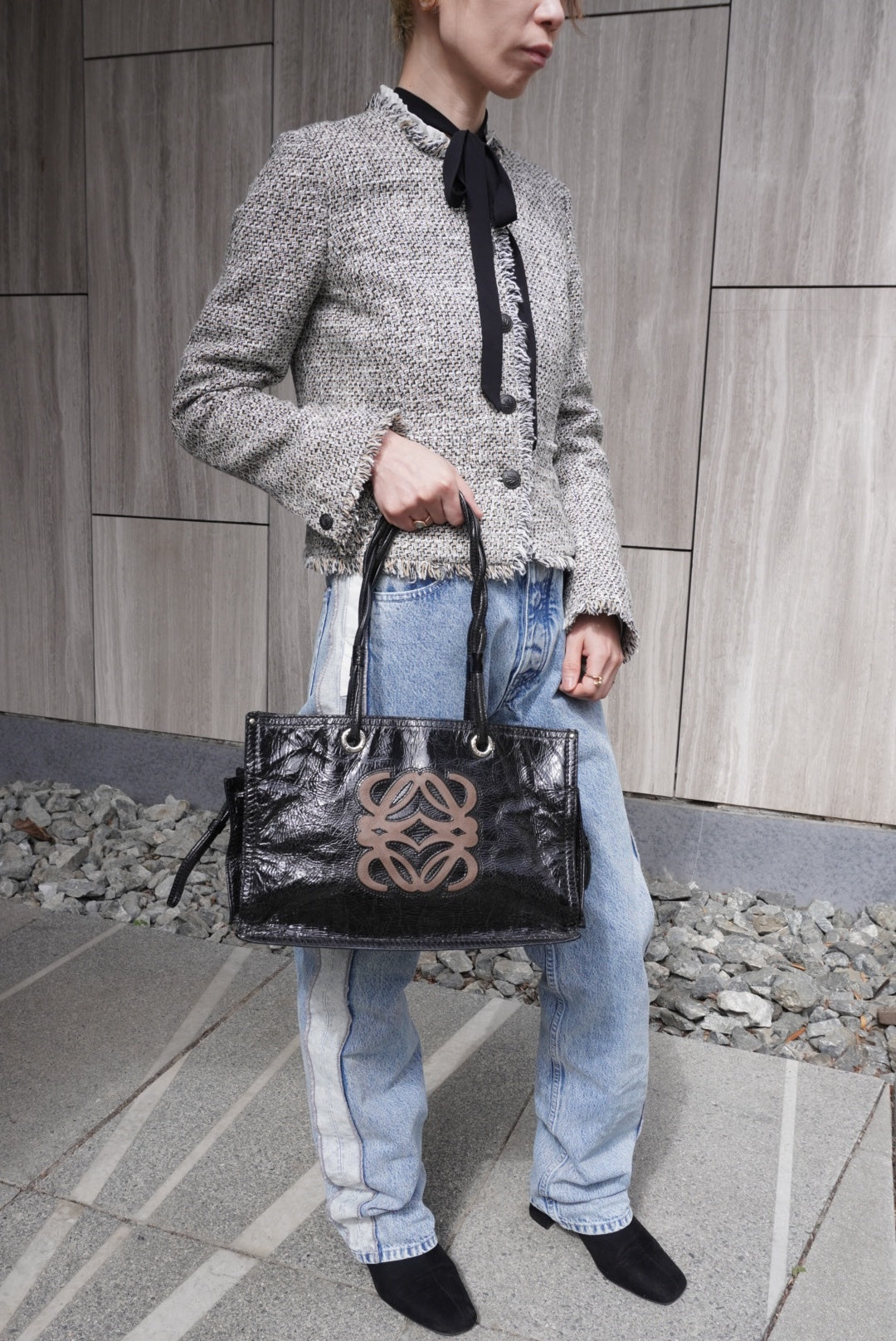 LOEWE Anagram Handbag Totebag Black Vintage n7ecge