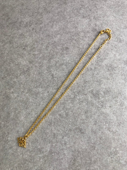 Christian Dior Charm Logo Necklace Gold Vintage 5imhkr