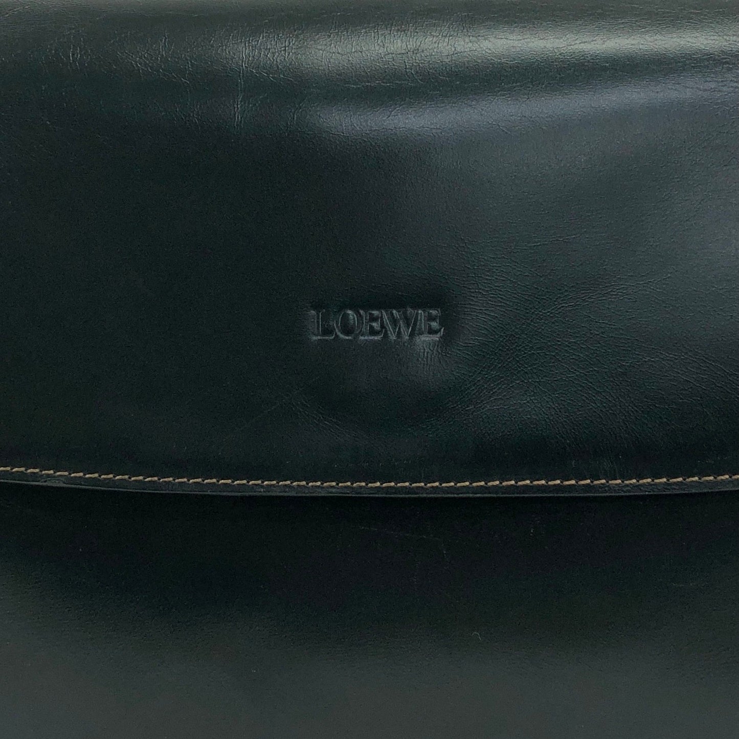 LOEWE Logo Embossed Shoulder bag Dark Green Vintage 583xh5
