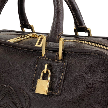 LOEWE Amazona28 Anagram Small Boston bag Handbag Brown Vintage vf56va