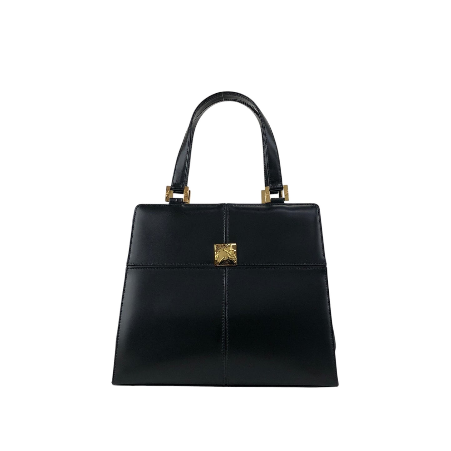 Yves Saint Laurent Logo Top Handle Handbag Black Vintage 8d84s4