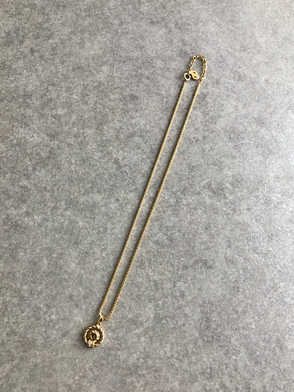 Christian Dior CD Logo Necklace Gold Vintage ppz76w