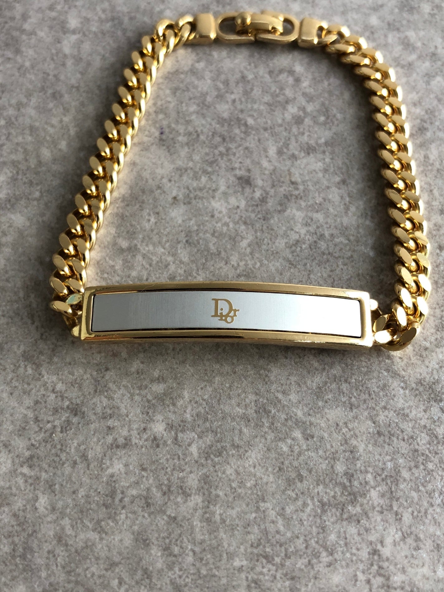 Christian Dior Logo Motif Bracelet Gold Vintage wdsnau