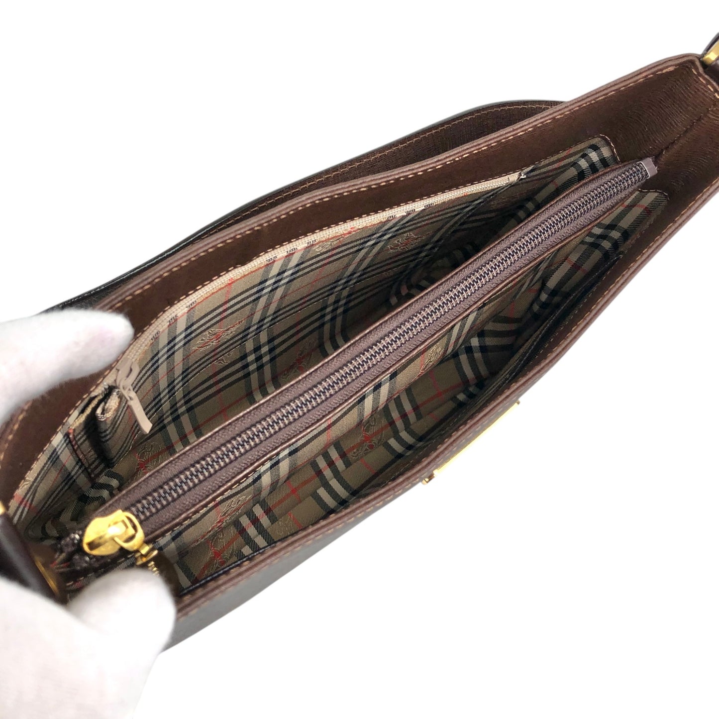 BURBERRY Logo Shoulder bag Brown Vintage 87xjxe