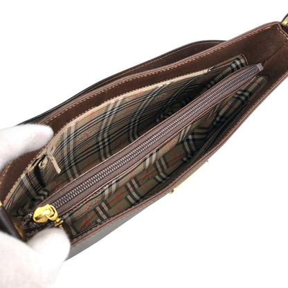 BURBERRY Logo Shoulder bag Brown Vintage 87xjxe