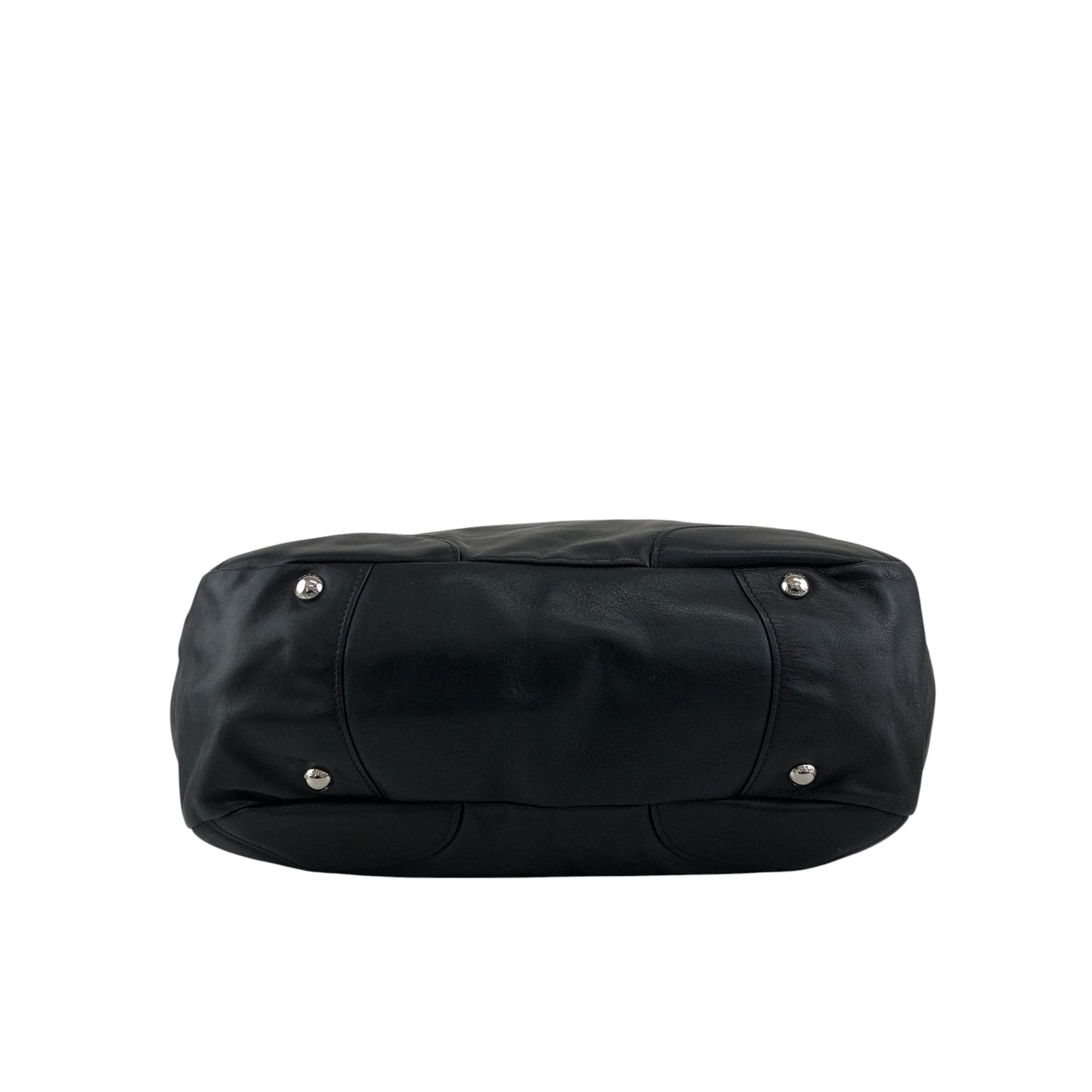 PRADA Logo Side Pocket Handbag Black Vintage ab8g6p