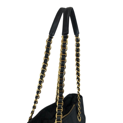 PRADA Triangle Logo Chain  Shoulder bag Black Vintage 3kypr7