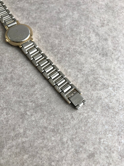Yves Saint Laurent YSL Logo Quartz Watch Silver×Gold Vintage hjy4bn