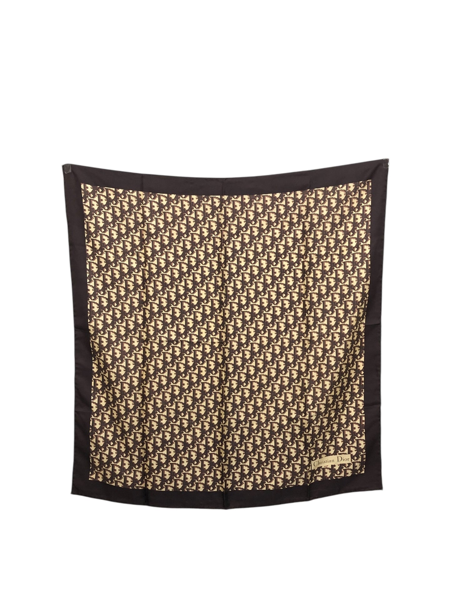 Christian Dior Trotter Silk100% Scarf Brown Vintage 3y2n2t