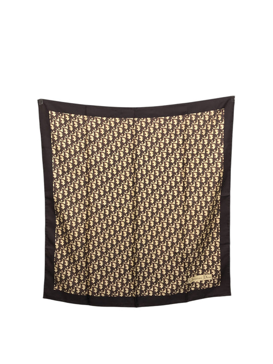 Christian Dior Trotter Silk100% Scarf Brown Vintage 3y2n2t