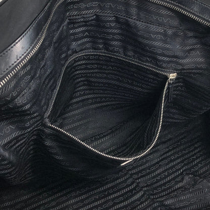 PRADA Tessuto Triangle Logo Double Pocket Handbag Boston bag Black Vintage 84gcbc