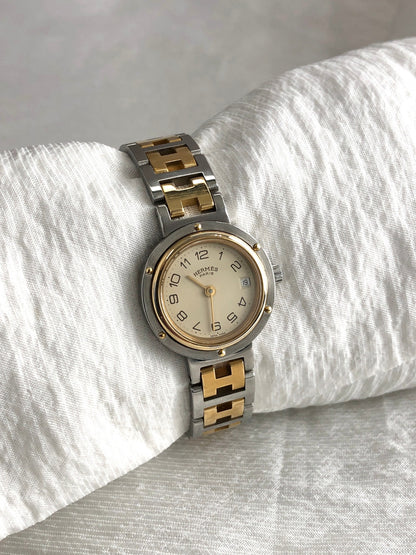 HERMES Quartz Watch Gold×Silver 317623 Vintage aai6x8