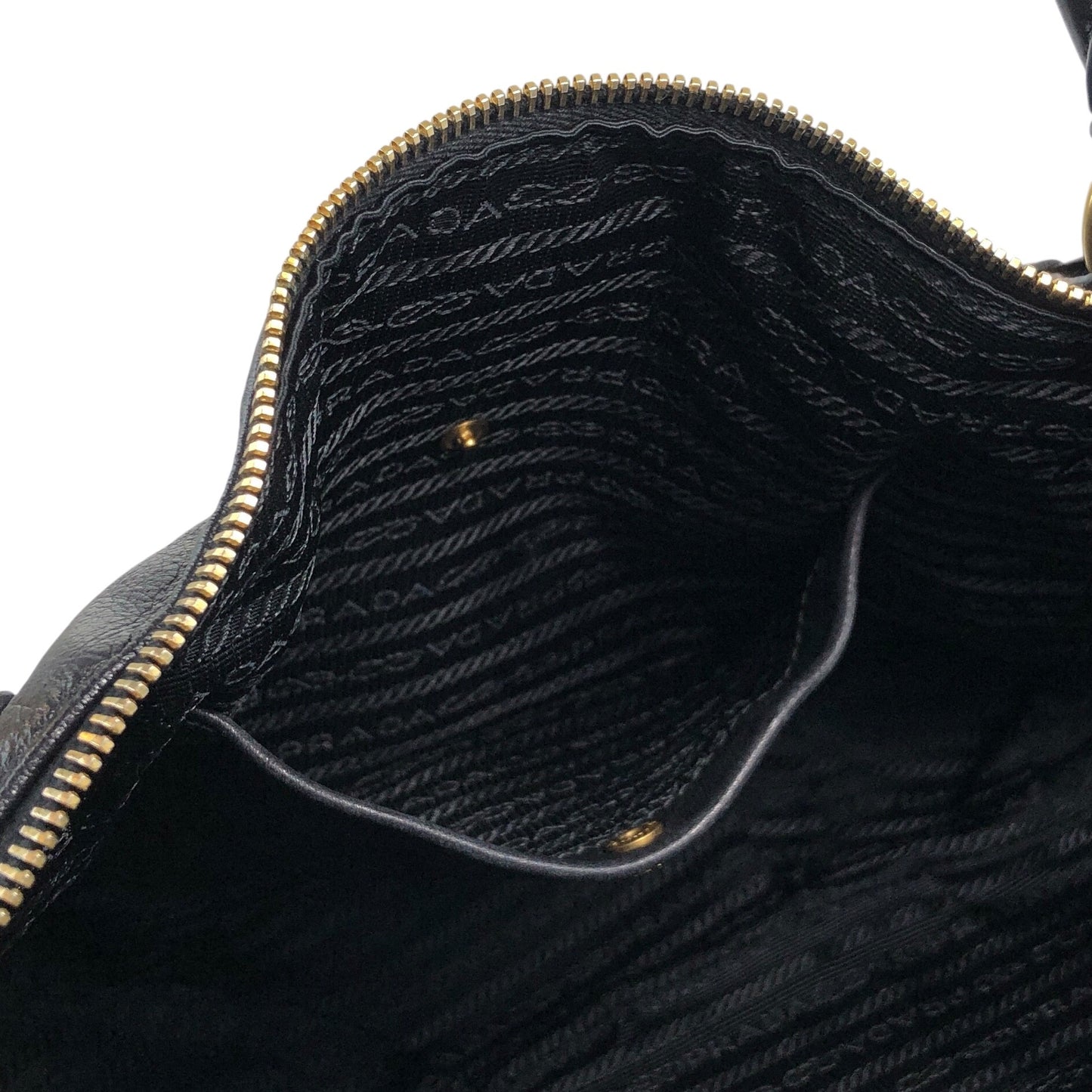 PRADA Logo Handbag Black Vintage jkn44z