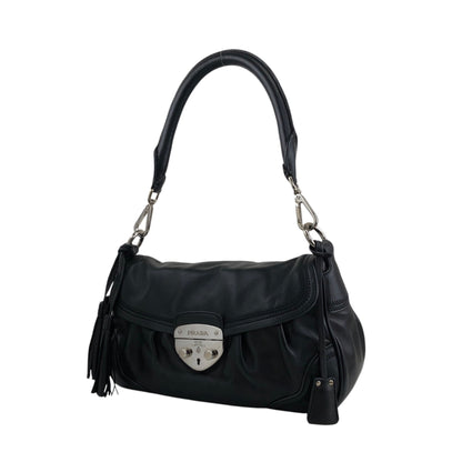PRADA Front Buckle Handbag Black Vintage 5dmfc4