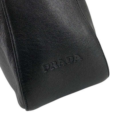 PRADA Logo Embossed Handbag Black Vintage skzrga