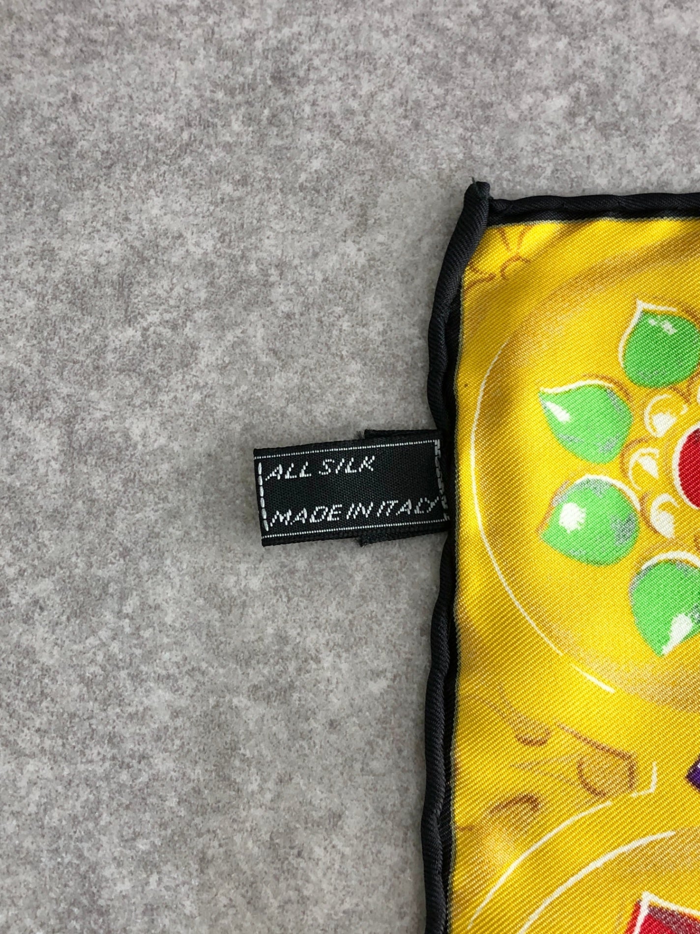 CELINE Arc de Triomphe Scarf Silk Black×Yellow Vintage vz5ks2