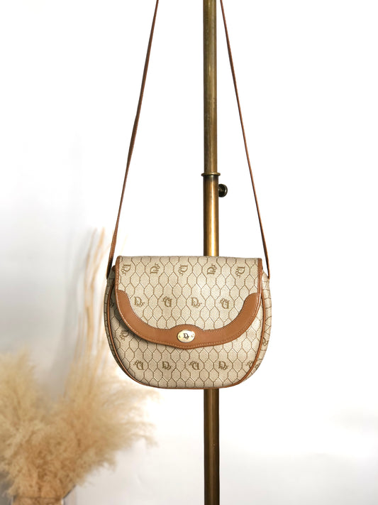 Christian Dior Honeycomb Pattern Logo Shoulder bag Beige Vintage gage6d