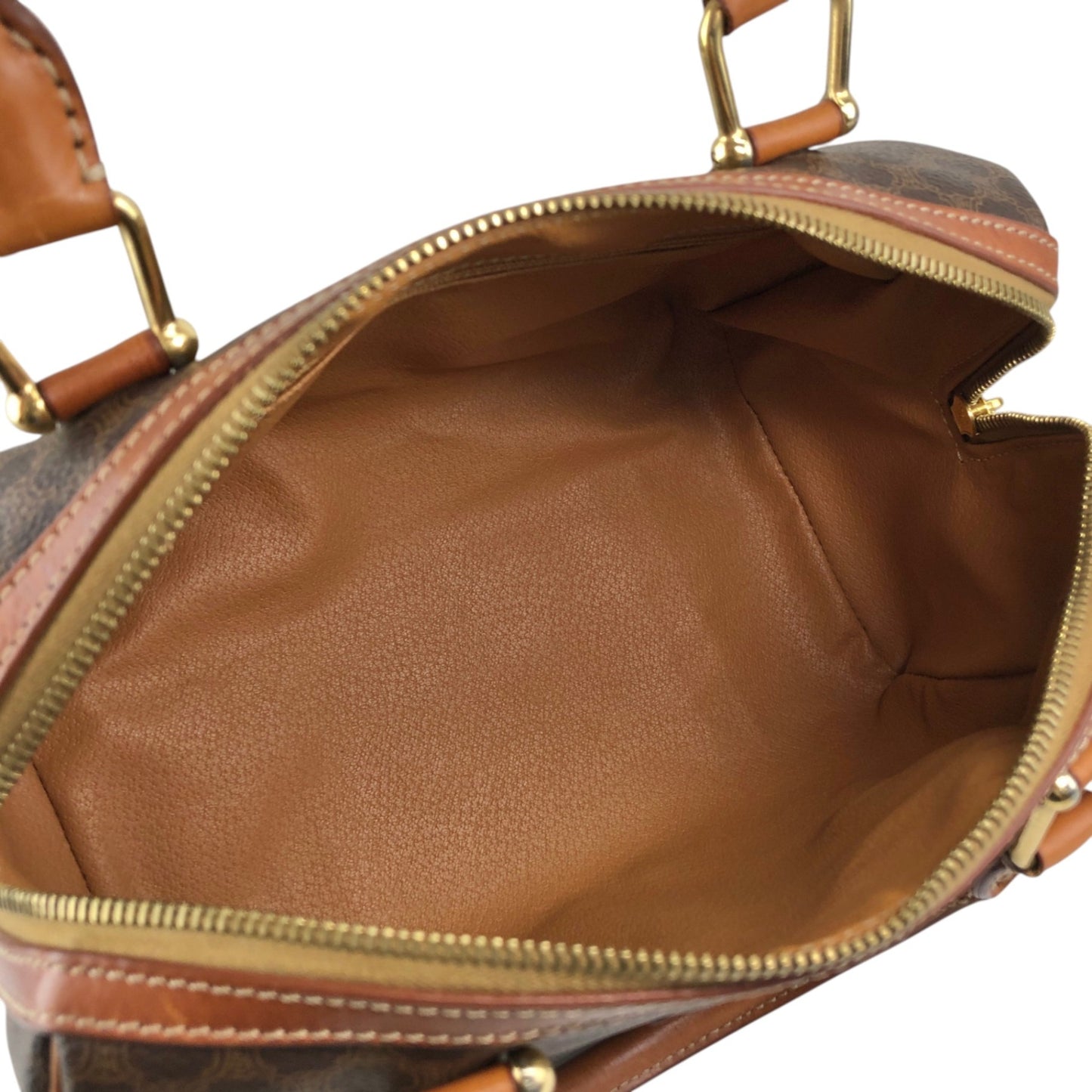 CELINE Macadam Blason Handbag Boston bag Brown Vintage ikwctp