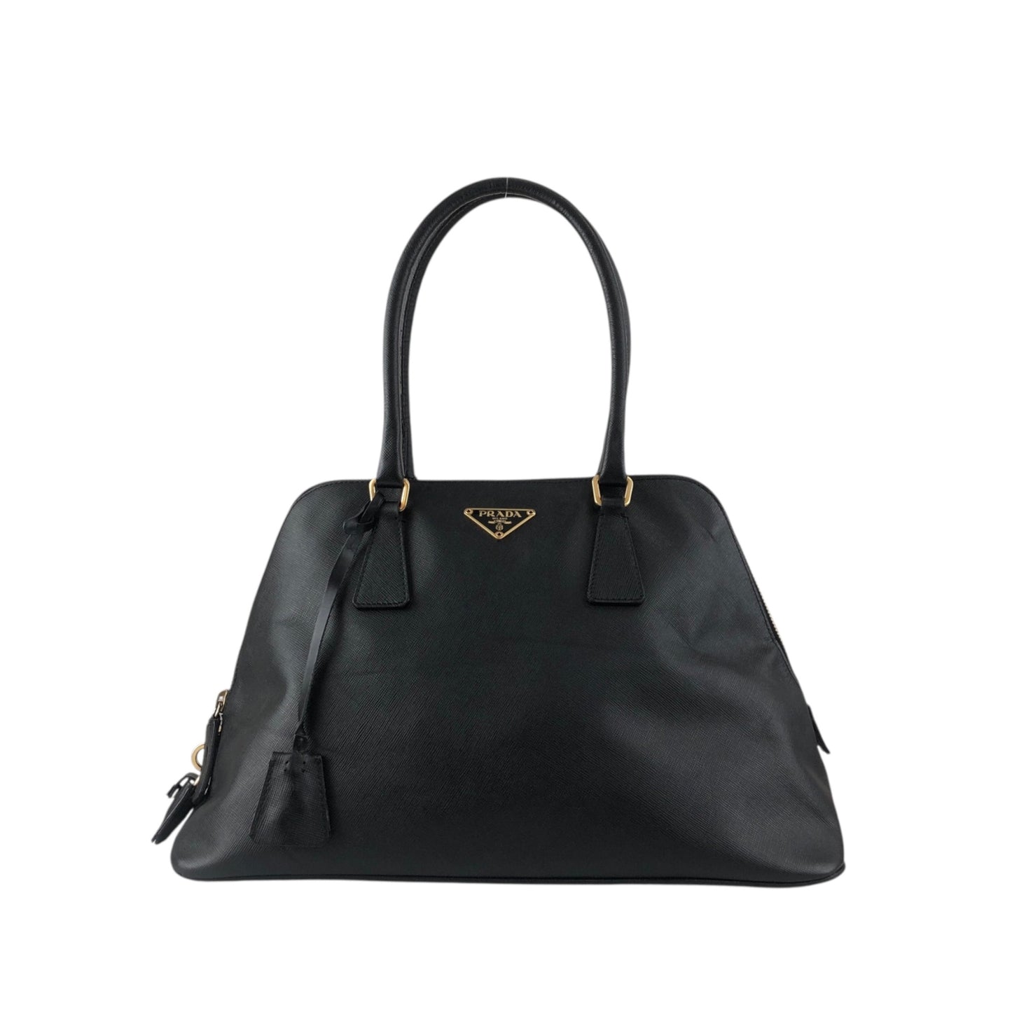 PRADA Triangle Logo Handbag Black Vintage wxkttk