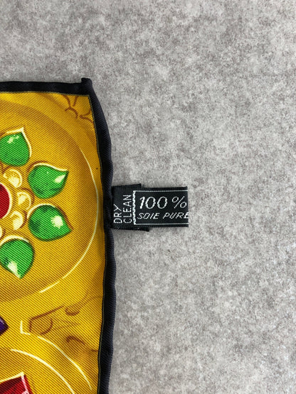 CELINE Arc de Triomphe Scarf Silk Black×Yellow Vintage vz5ks2