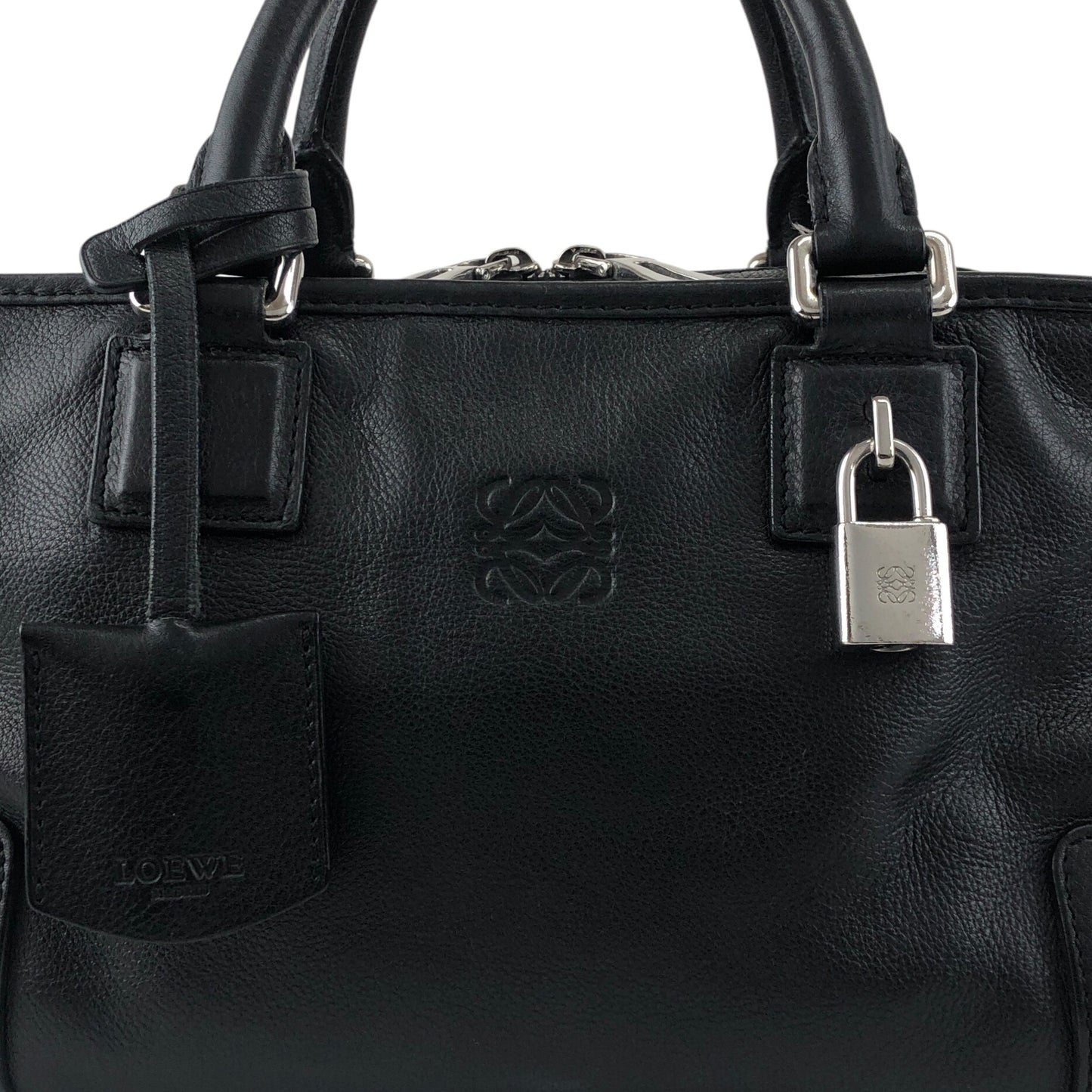 LOEWE Amazona28 Anagram Small Boston bag Handbag Black Vintage pi6ivk