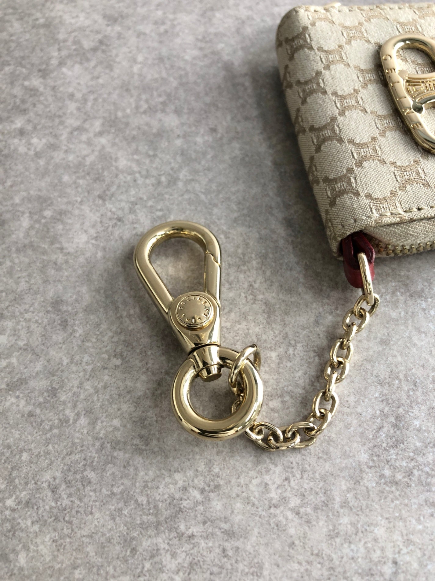 CELINE Triomphe Blason Coin Purse Beige Vintage nrkpks