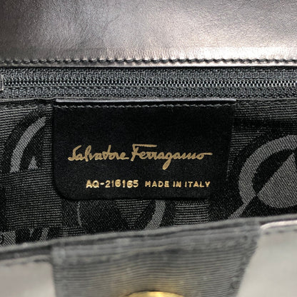 Salvatore Ferragamo Gancini Ribbon Shoulder bag Black Vintage 3wugs6