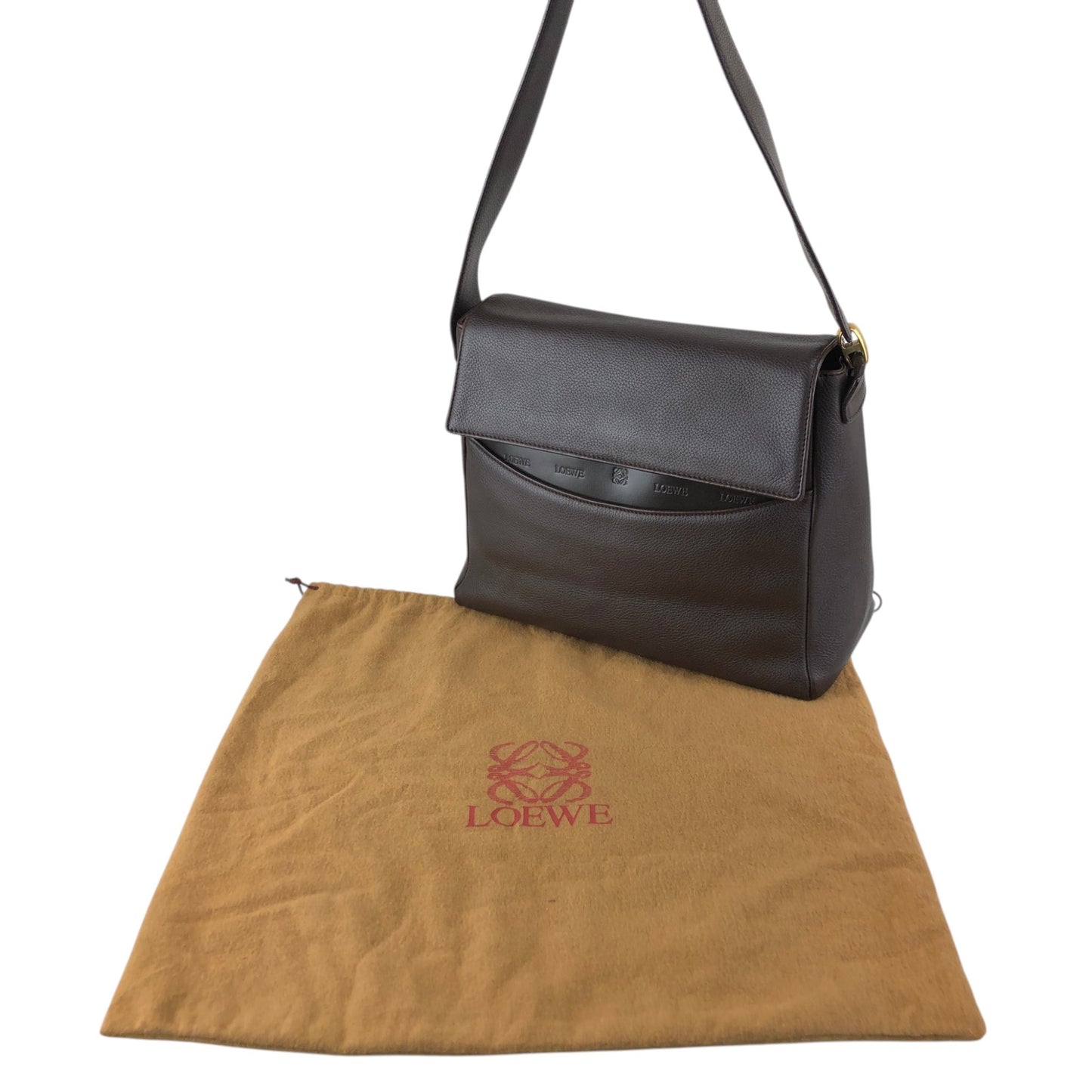 LOEWE Logo Shoulder bag Dark Brown Vintage siikib