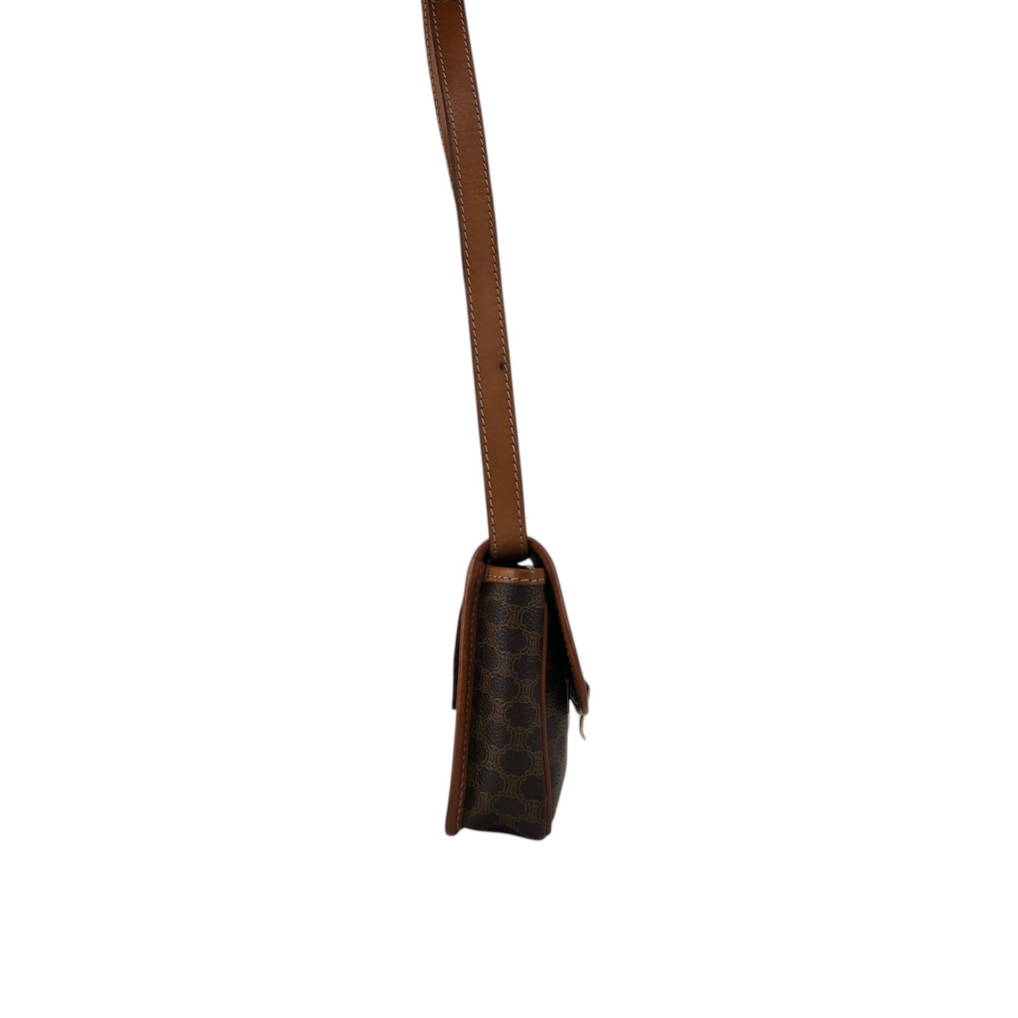 CELINE Macadam Logo Shoulder bag Brown Vintage ajpy3m
