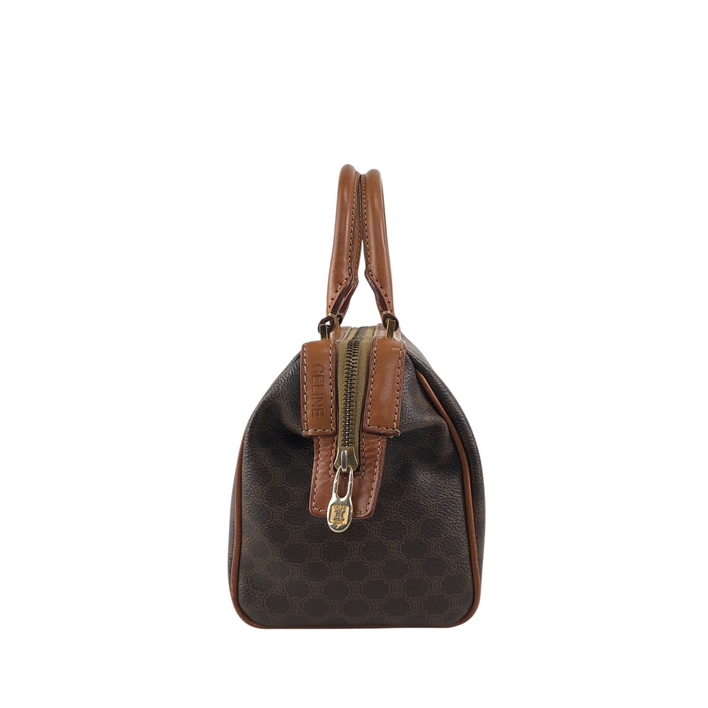 CELINE Macadam Two-way Small Boston bag Shoulder bag Brown Vintage 2dn4ih