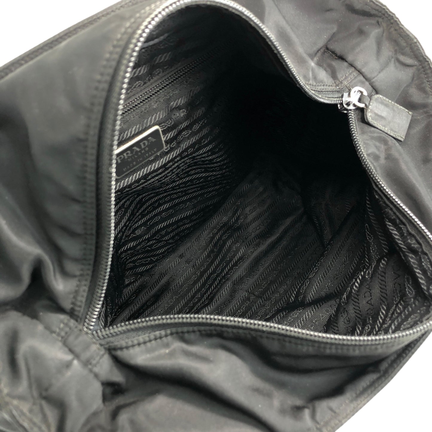 PRADA Tessuto Triangle Logo Totebag Black Vintage rsxruc