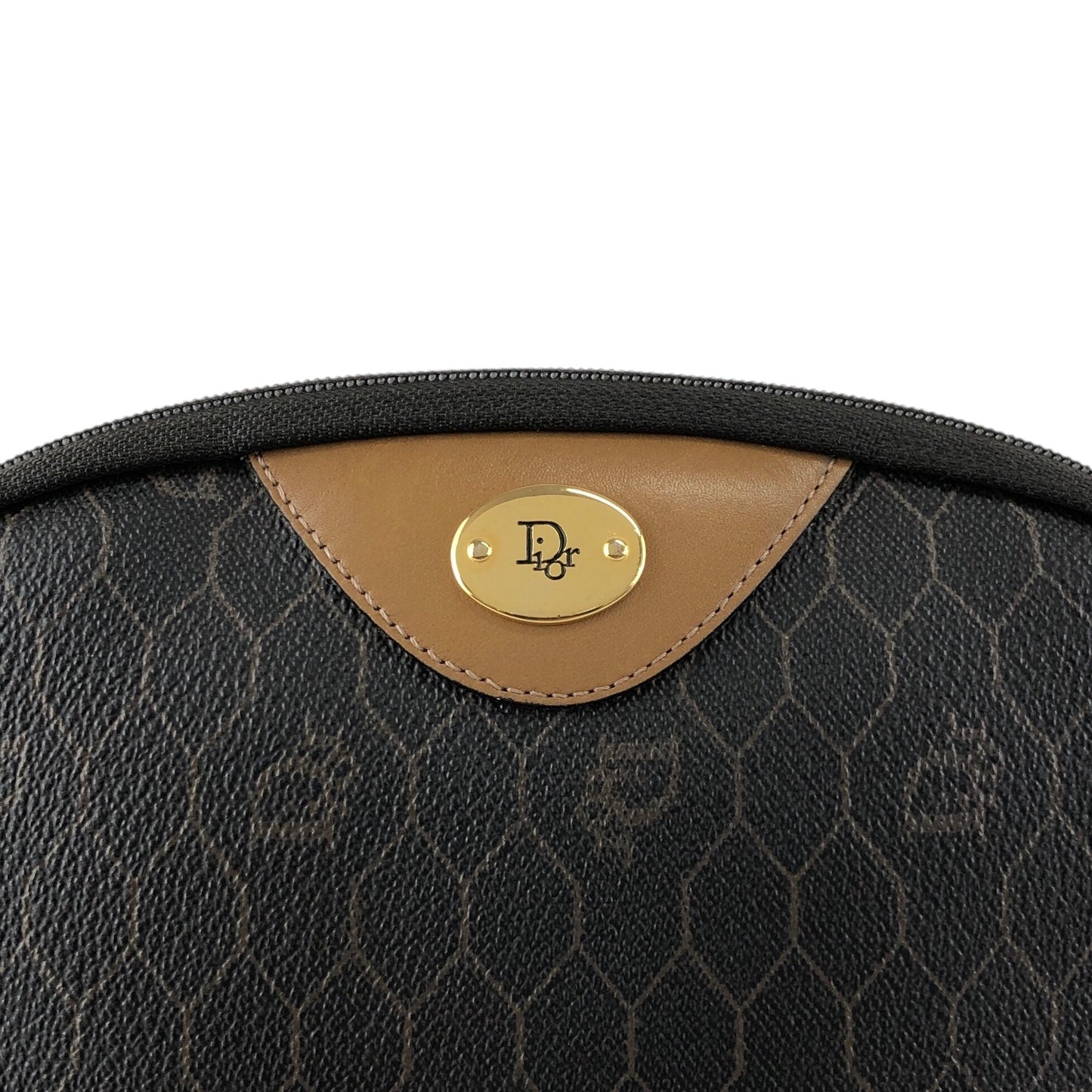 Christian Dior Honeycomb Pattern Chain Shoulder bag Black×Brown Vintage am6zmm